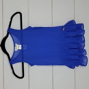 JESSICA SIMPSON size 6 blue sheer sleeveless peplum top